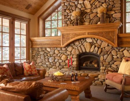 Nice ski cabin with stone fireplace