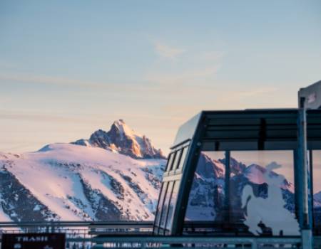 Tram with the Grand Teton in the background