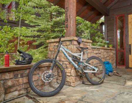 Mountain Bike in front of lodging jackson hole