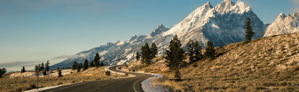 Winding road leading to the Tetons